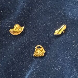 Vintage Hat, Purse and Heel Brooch Set with Pearl Accents